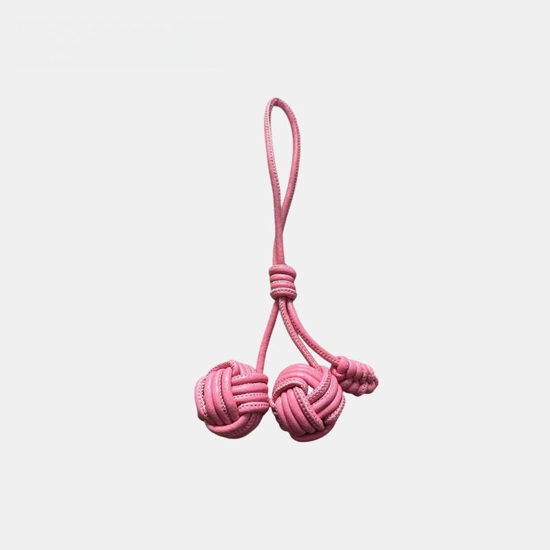 Candy-colored Knitted Ball Leather Bag Charm