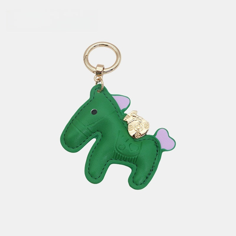 Horse with Money Pouch Leather Bag Charm