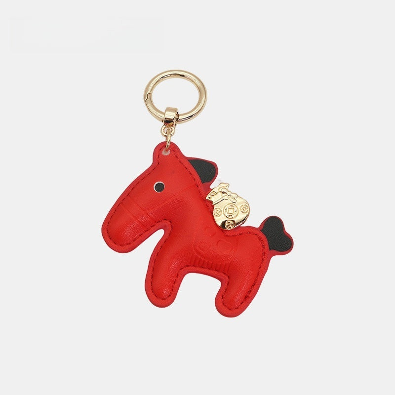 Horse with Money Pouch Leather Bag Charm