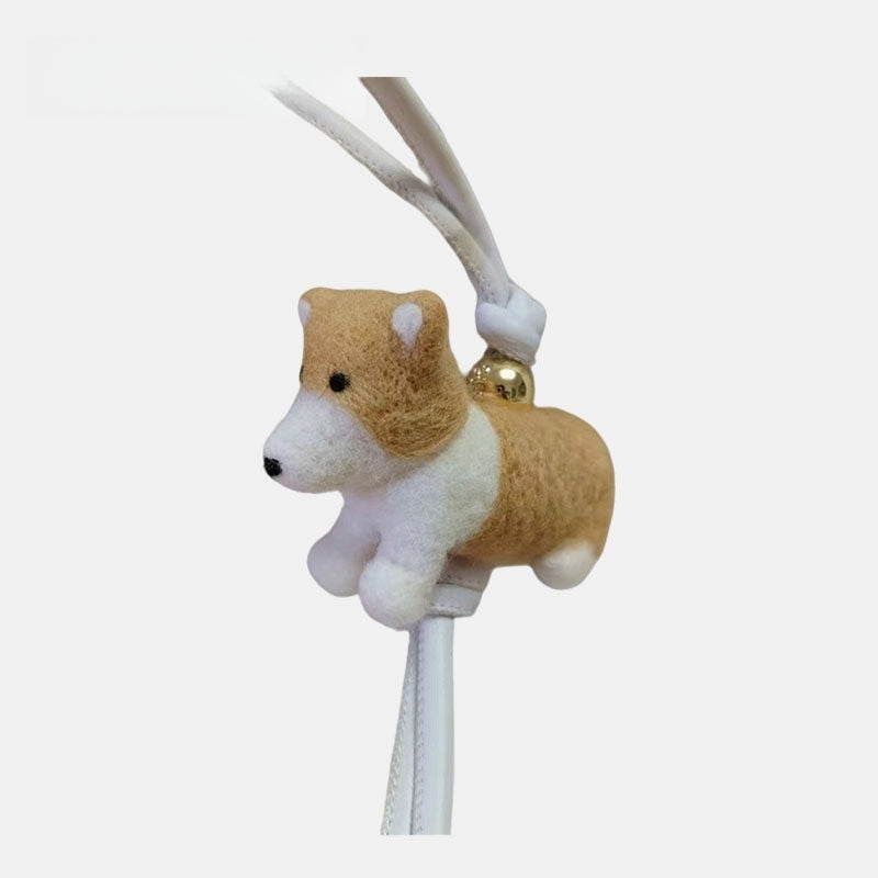 Welsh Corgi Wool Felt Fluffy Bag Charm