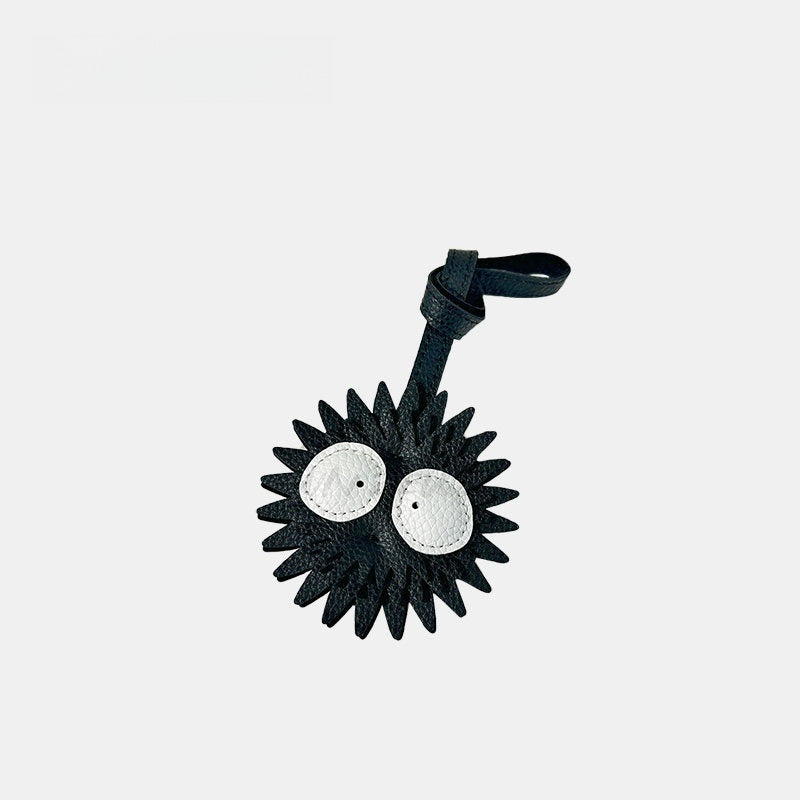Black Coal Ball Leather Bag Charm