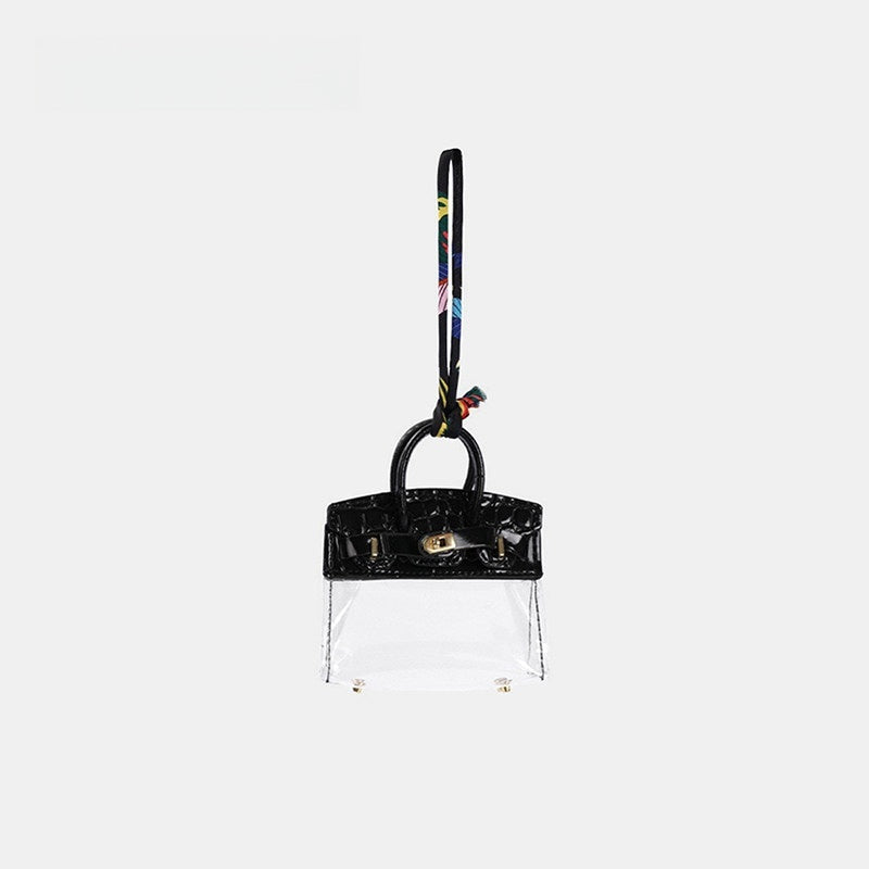 Transparent Key & Headphone Pouch Leather Bag Charm