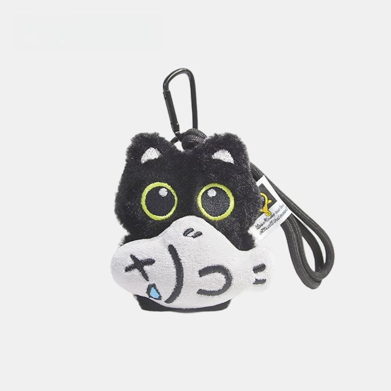 Big Eye Black Cat Fluffy Bag Charm