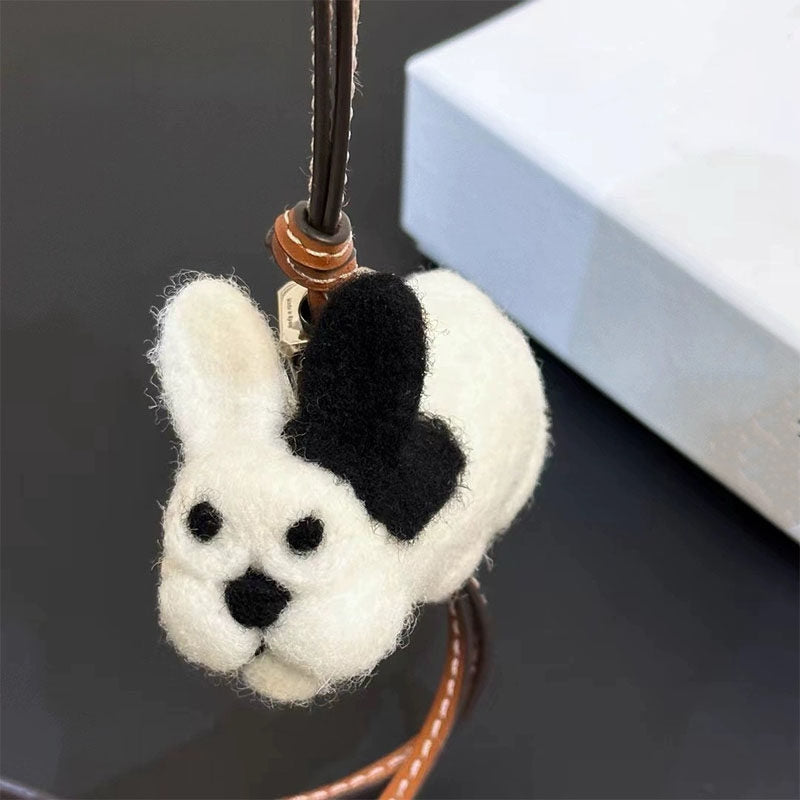 French Bulldog Wool Felt Fluffy Bag Charm