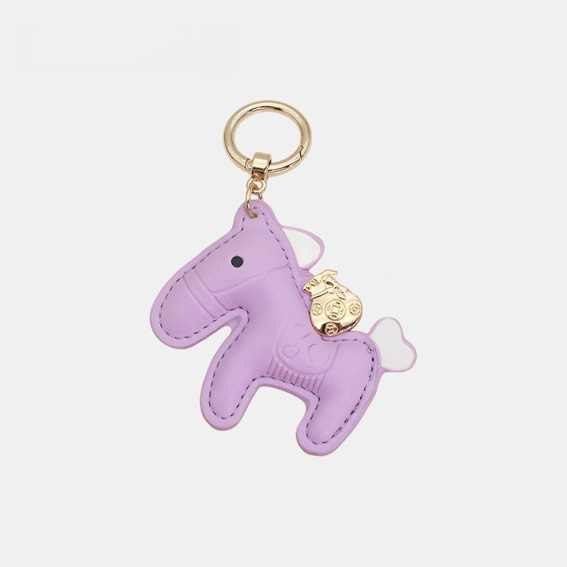 Horse with Money Pouch Leather Bag Charm