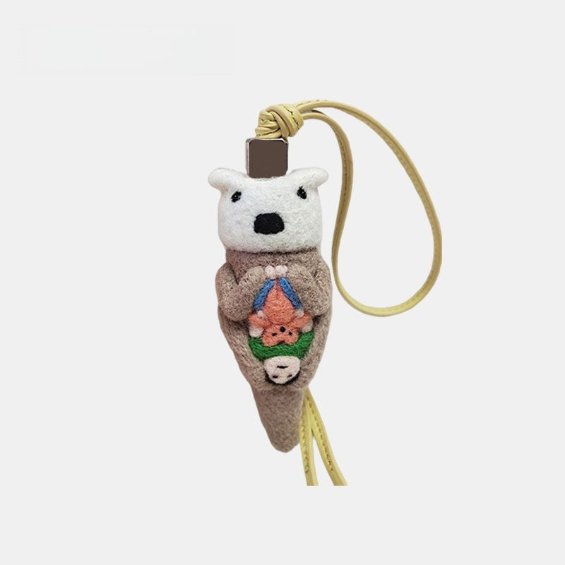 Otter Wool Felt Fluffy Bag Charm