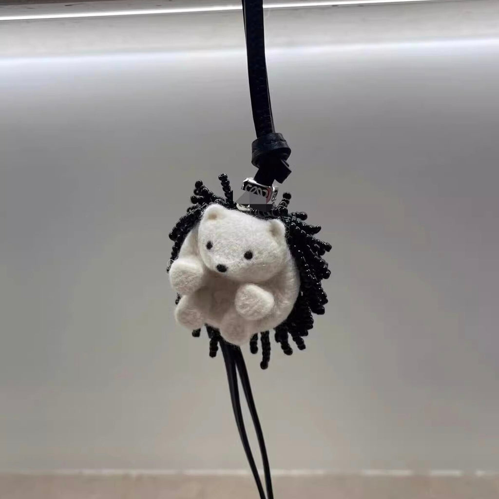 Hedgehog Wool Felt Fluffy Bag Charm