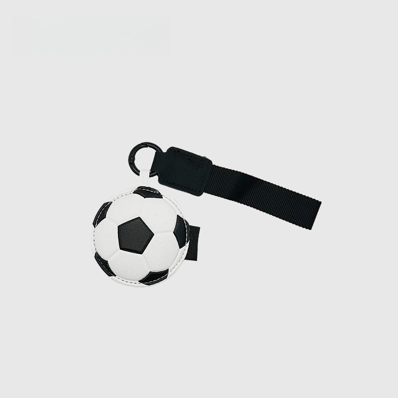 Black and White Football Leather Bag Charm