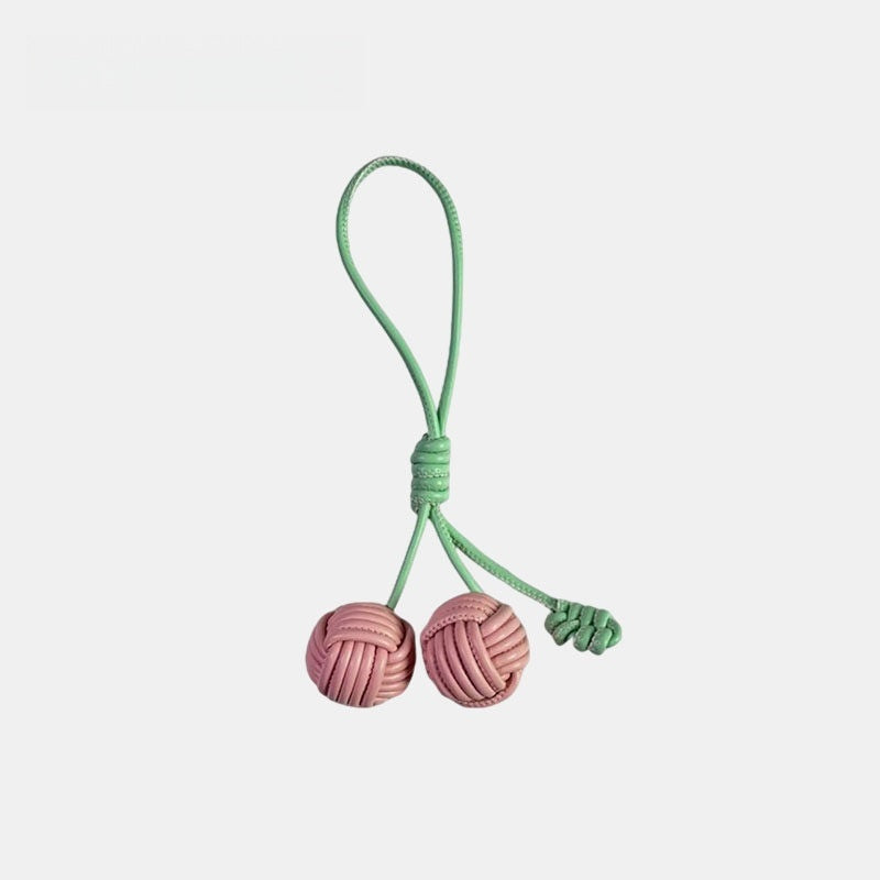 Candy-colored Knitted Ball Leather Bag Charm