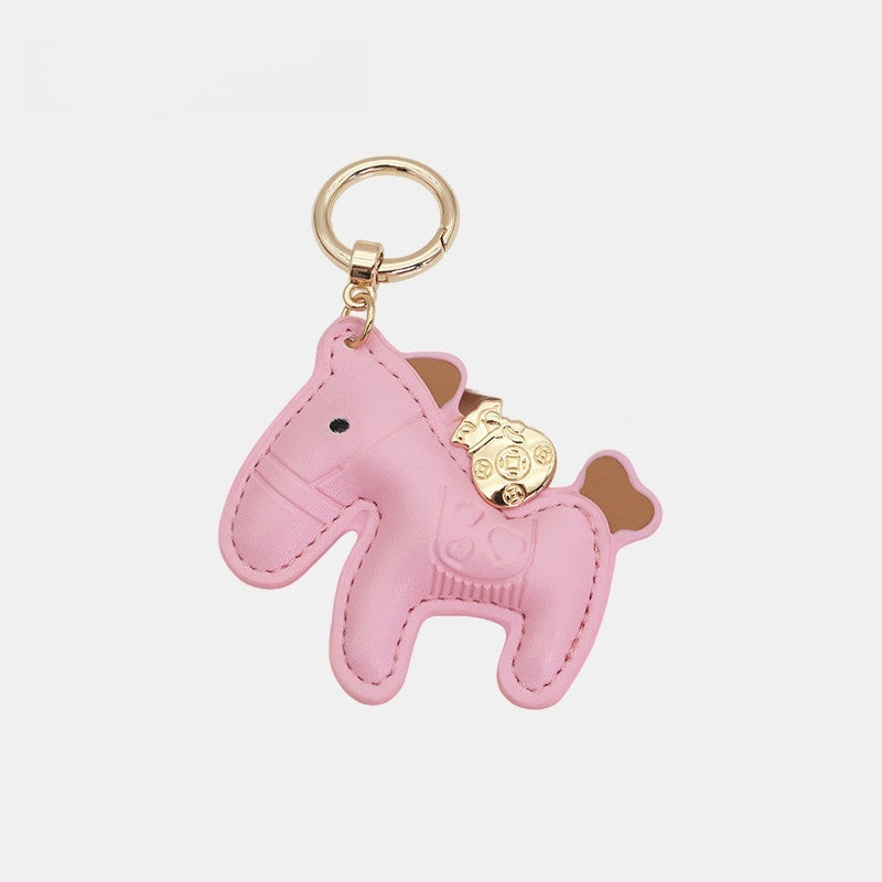 Horse with Money Pouch Leather Bag Charm
