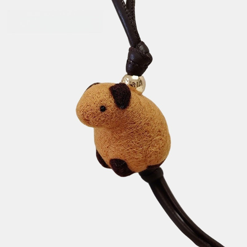 Capybara Wool Felt Fluffy Bag Charm
