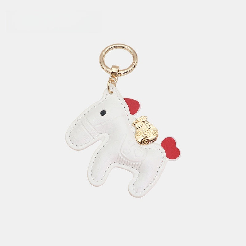 Horse with Money Pouch Leather Bag Charm