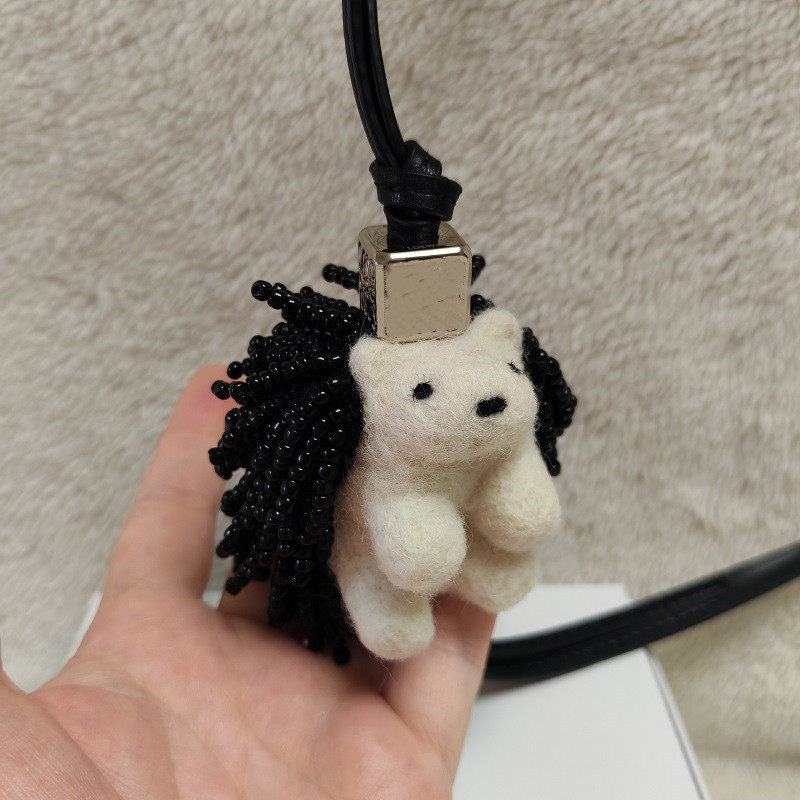 Hedgehog Wool Felt Fluffy Bag Charm