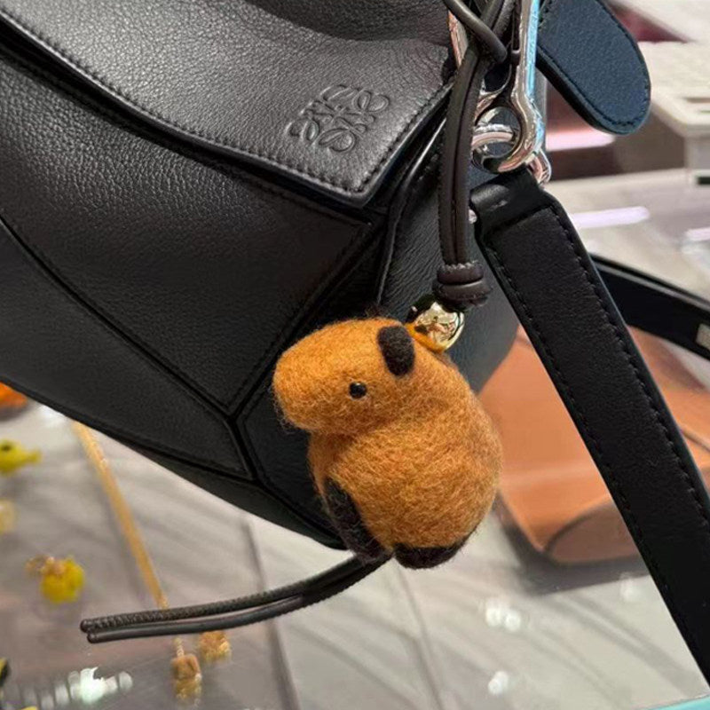 Capybara Wool Felt Fluffy Bag Charm
