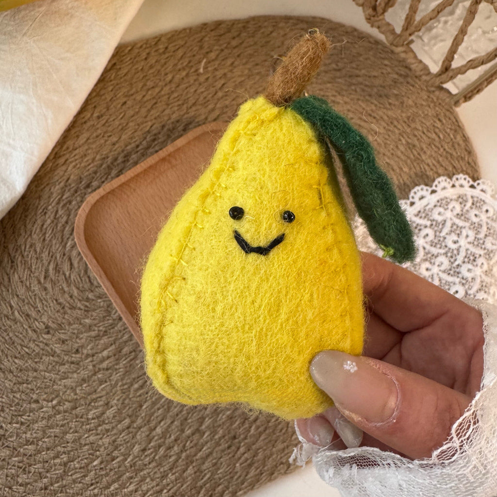 Pear Wool Felt Fluffy Bag Charm