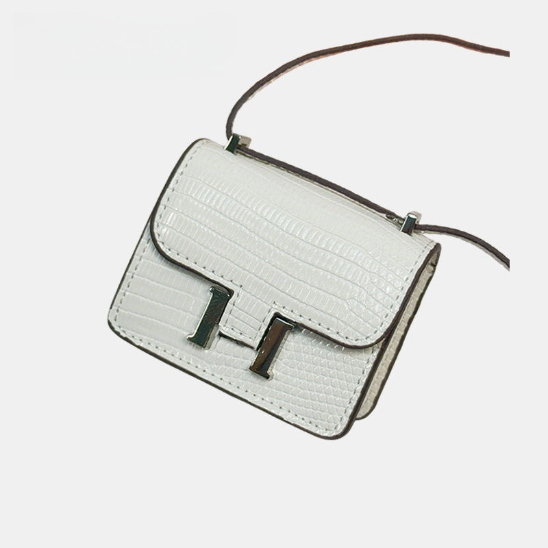 Mini Lizard Grain Flap Bag Leather Bag Charm
