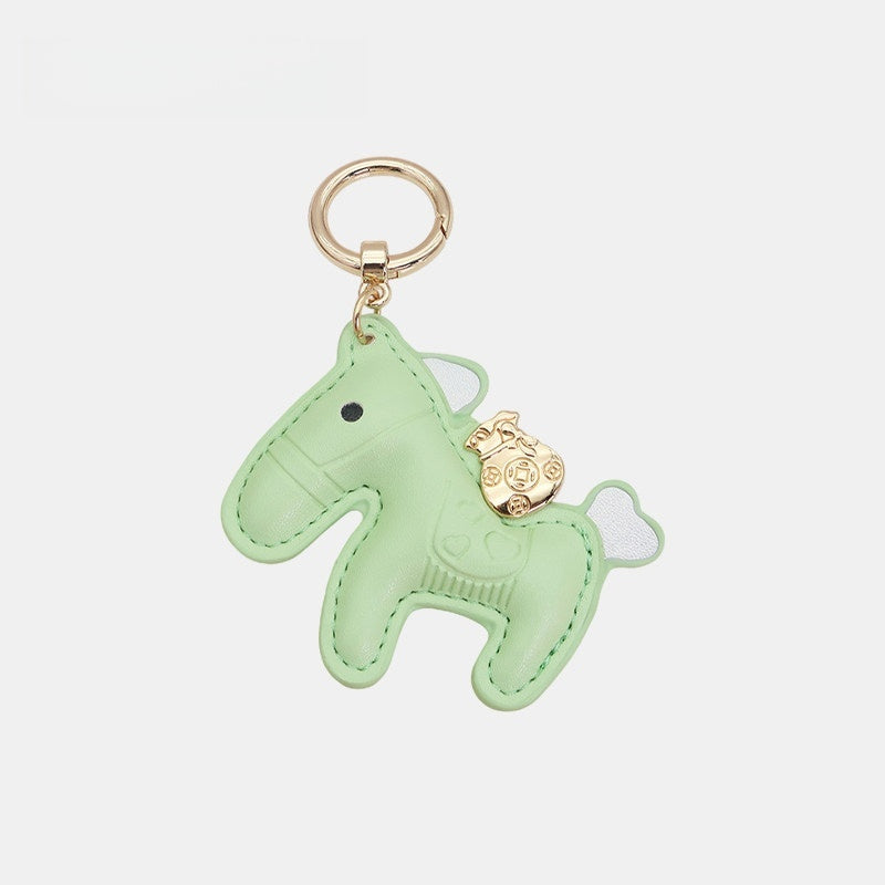 Horse with Money Pouch Leather Bag Charm
