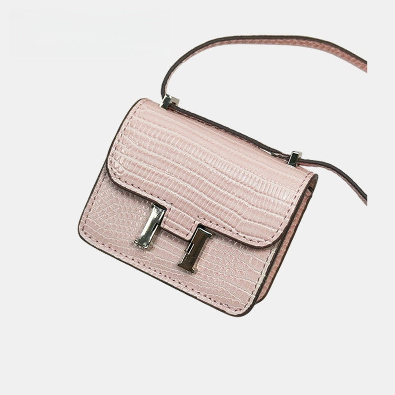 Mini Lizard Grain Flap Bag Leather Bag Charm