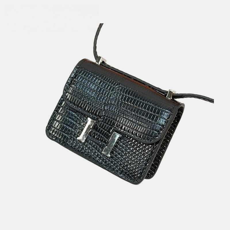 Mini Lizard Grain Flap Bag Leather Bag Charm