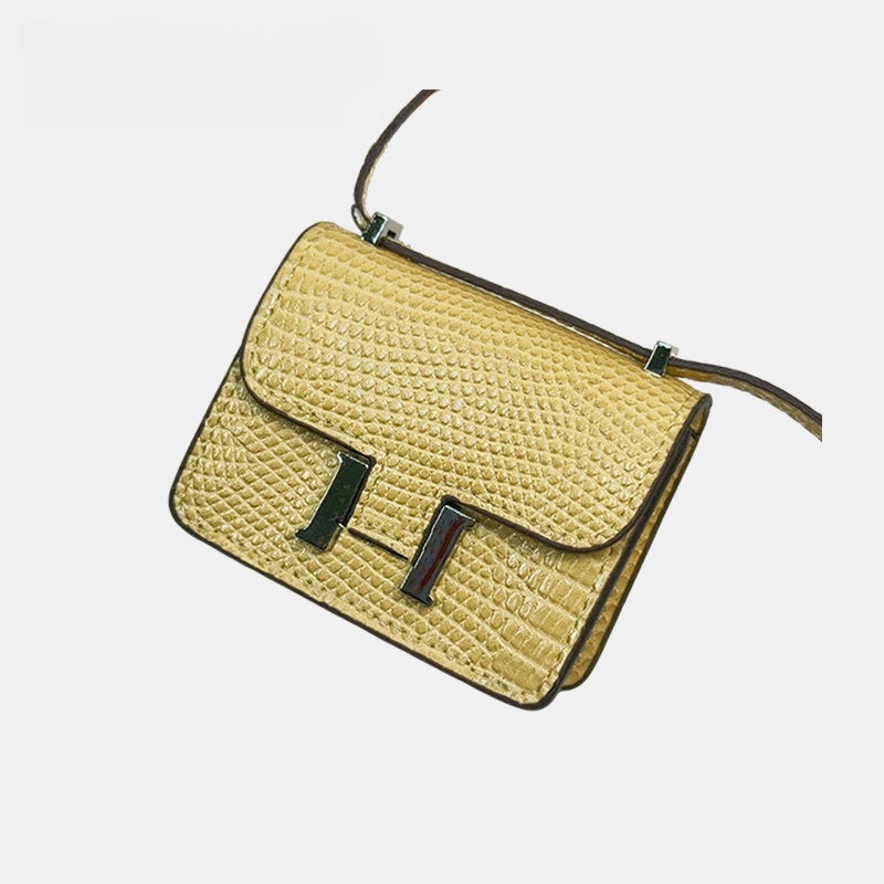 Mini Lizard Grain Flap Bag Leather Bag Charm