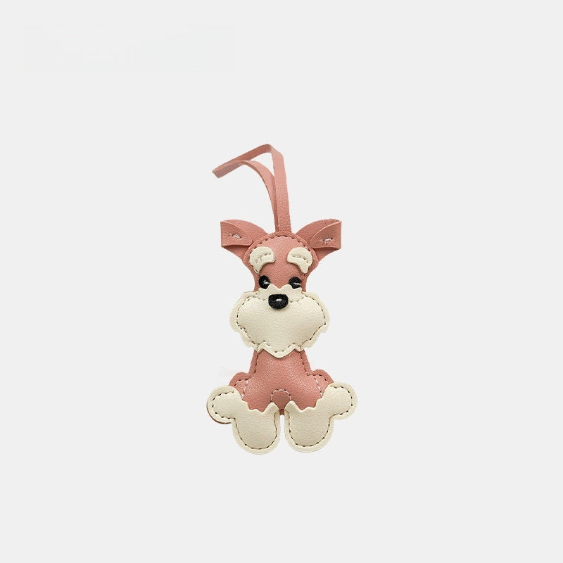 Sitting Schnauzer Leather Bag Charm