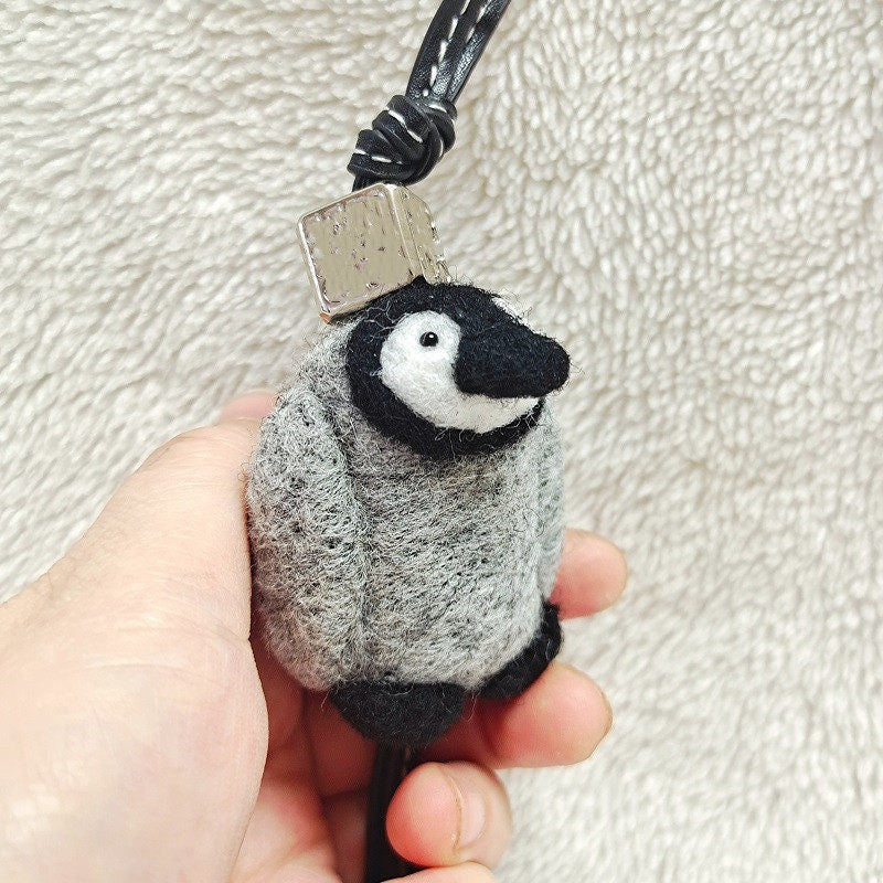 Penguin Wool Felt Fluffy Bag Charm