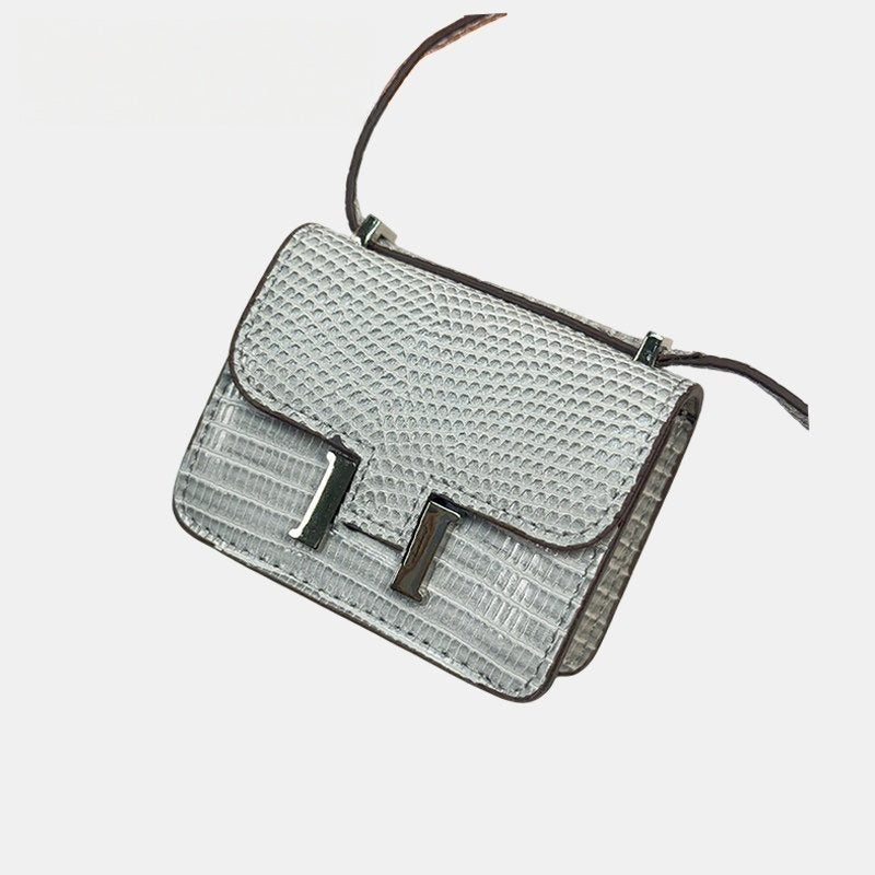 Mini Lizard Grain Flap Bag Leather Bag Charm
