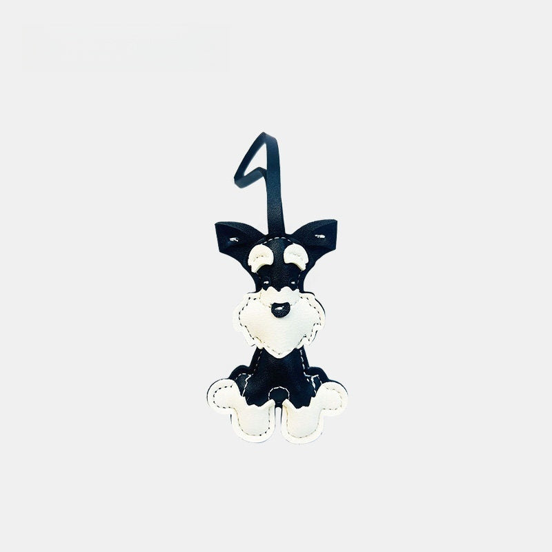 Sitting Schnauzer Leather Bag Charm