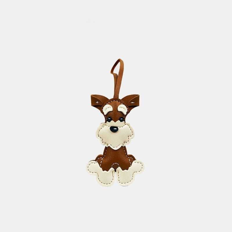 Sitting Schnauzer Leather Bag Charm