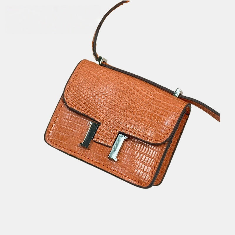 Mini Lizard Grain Flap Bag Leather Bag Charm