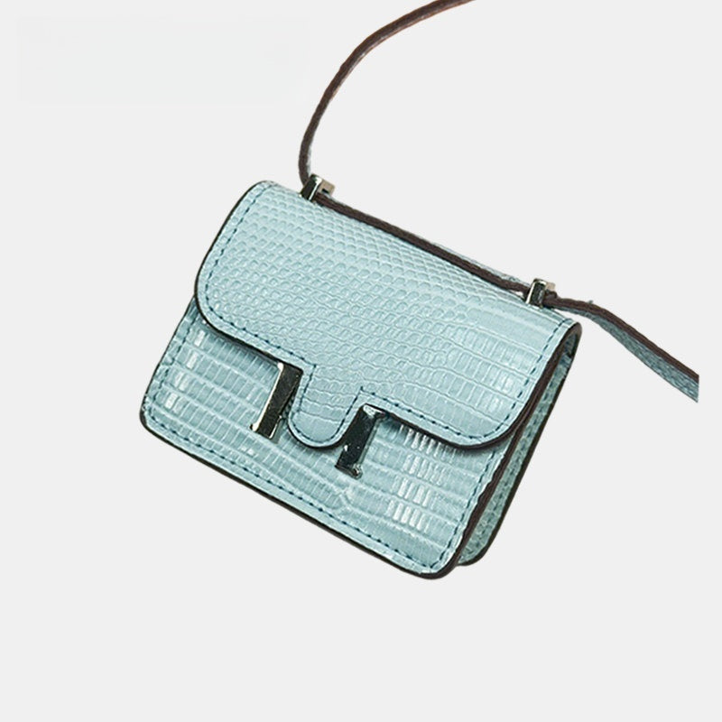 Mini Lizard Grain Flap Bag Leather Bag Charm