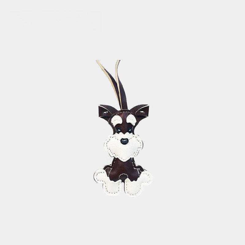 Sitting Schnauzer Leather Bag Charm
