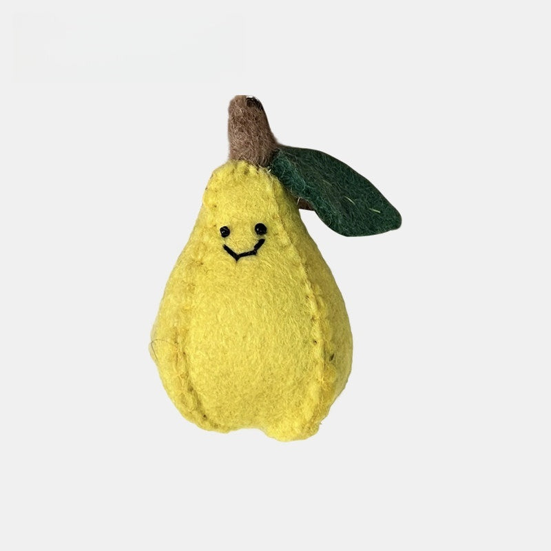 Pear Wool Felt Fluffy Bag Charm