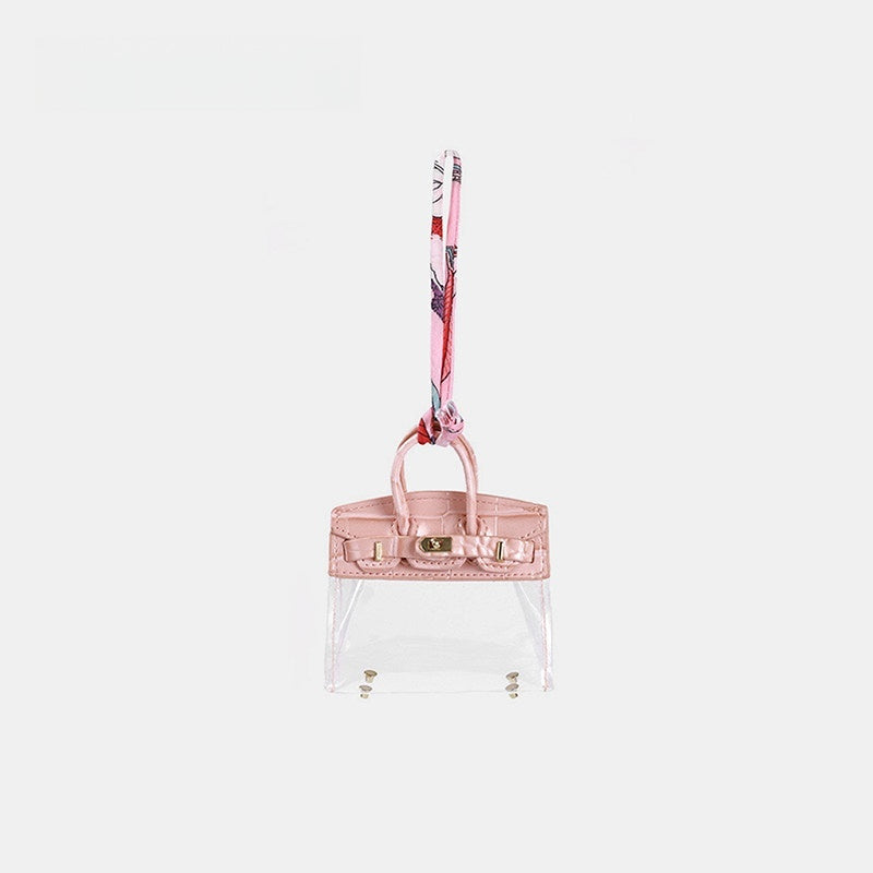 Transparent Key & Headphone Pouch Leather Bag Charm