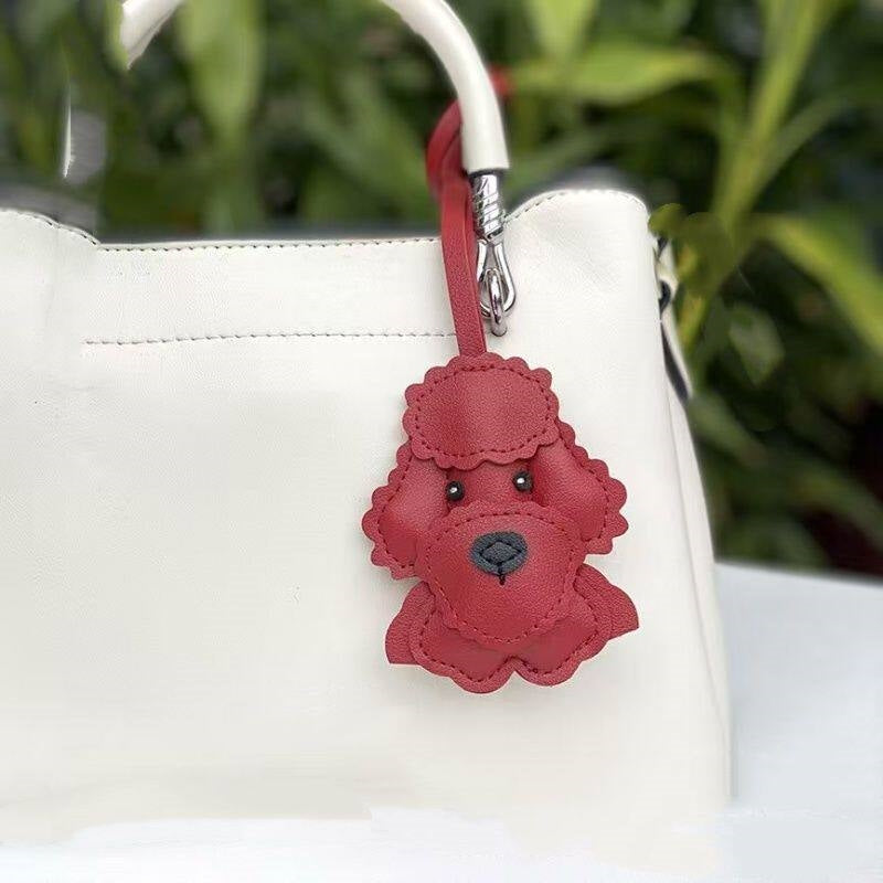 Multicolor Schnauzer Leather Bag Charm