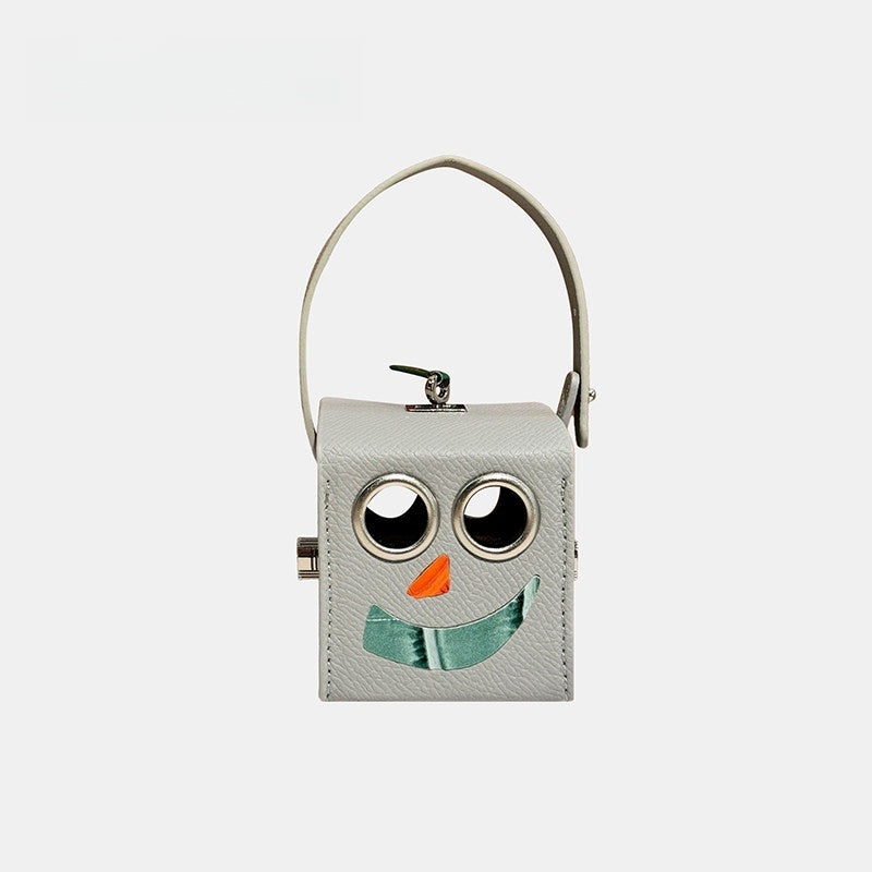 Mini Square-shaped Robot Leather Bag Charm