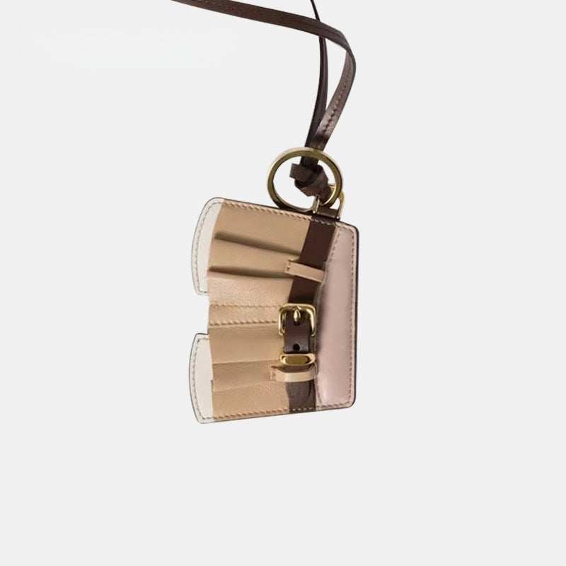 Khaki Skirt Leather Bag Charm