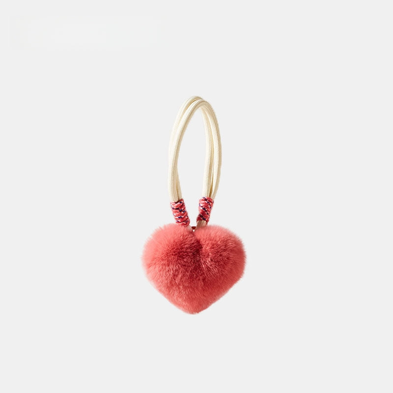 Rex Rabbit Fur Heart Fluffy Bag Charm