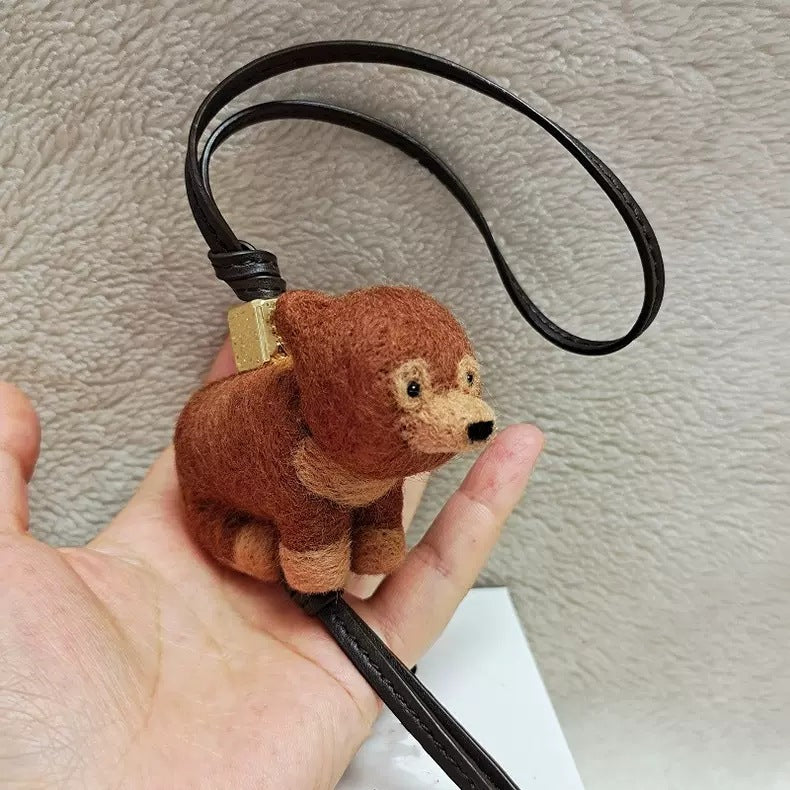 Pomeranian Wool Felt Fluffy Bag Charm