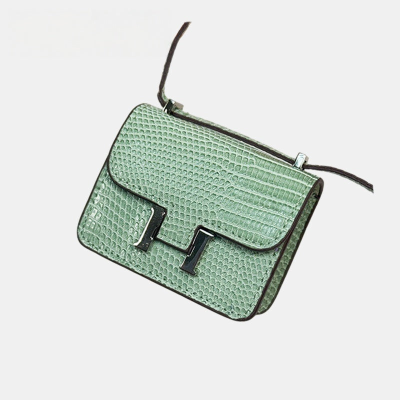 Mini Lizard Grain Flap Bag Leather Bag Charm