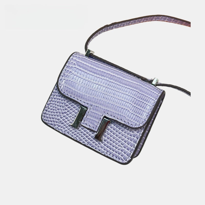 Mini Lizard Grain Flap Bag Leather Bag Charm