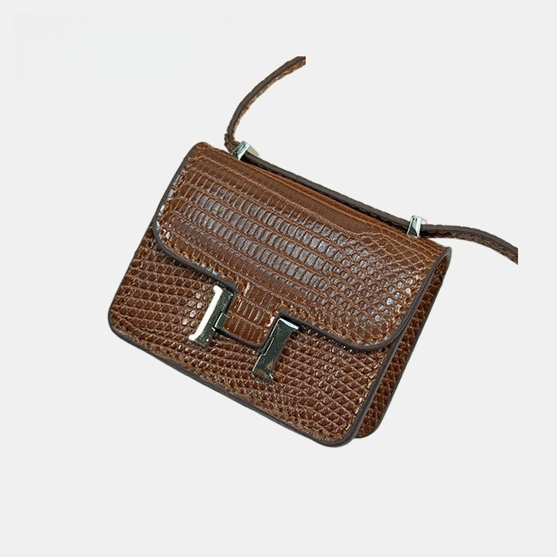 Mini Lizard Grain Flap Bag Leather Bag Charm