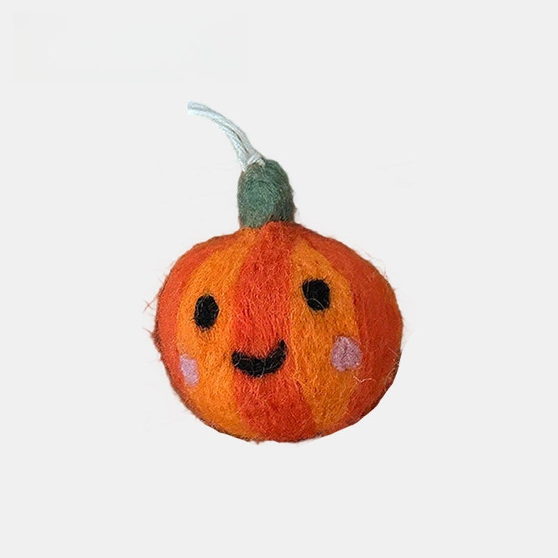 Pumpkin Wool Felt Fluffy Bag Charm