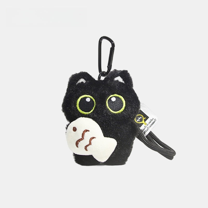 Big Eye Black Cat Fluffy Bag Charm