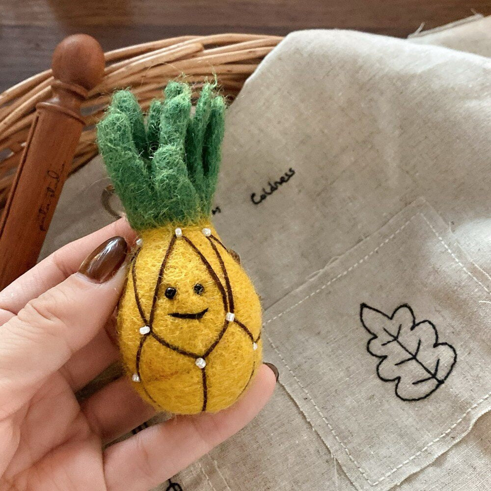 Pineapple Wool Felt Fluffy Bag Charm