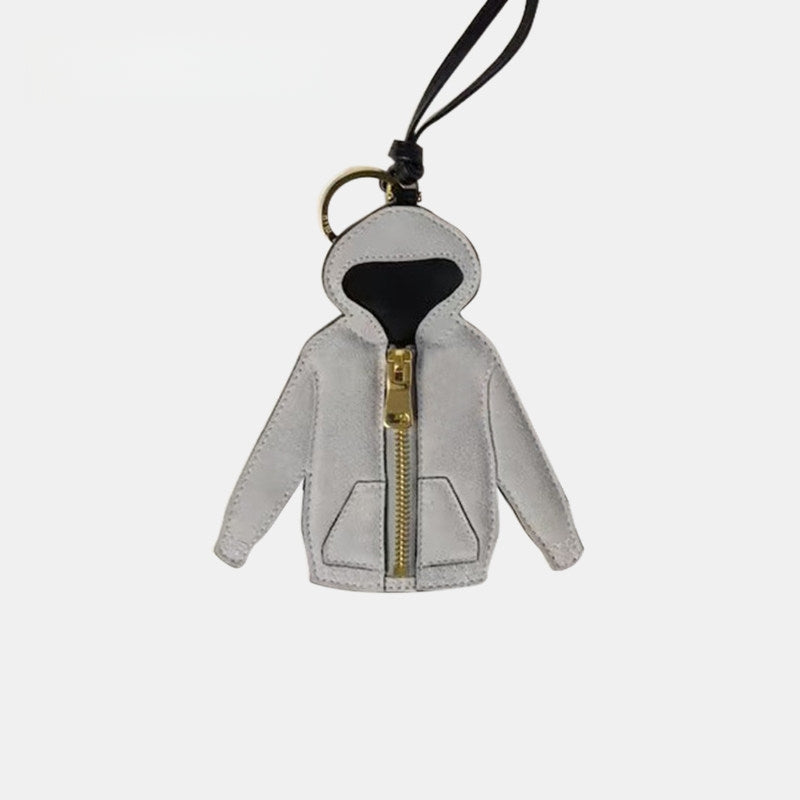 Gray Hoodie Leather Bag Charm