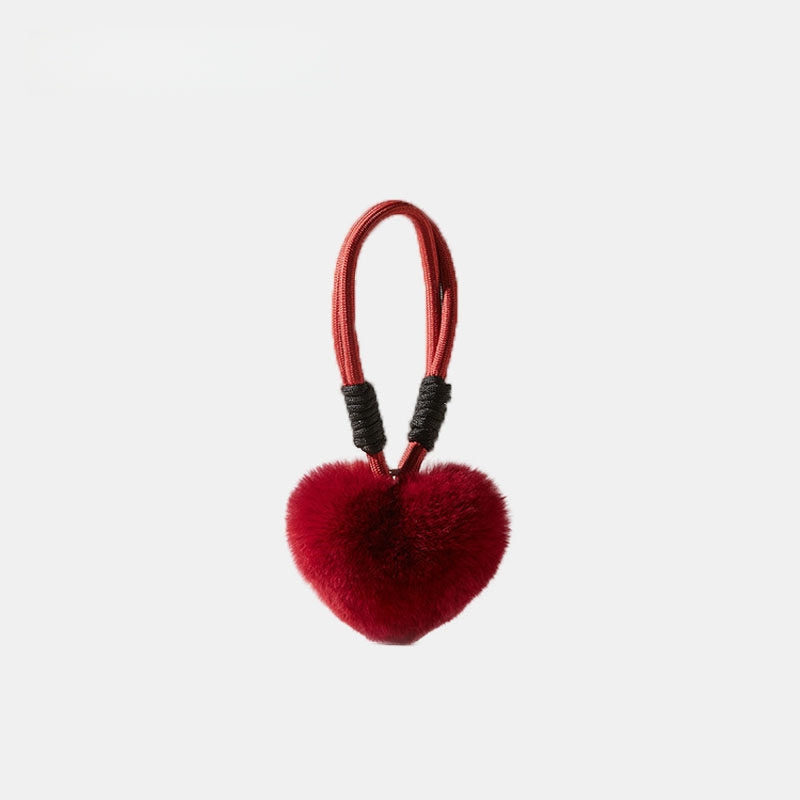 Rex Rabbit Fur Heart Fluffy Bag Charm