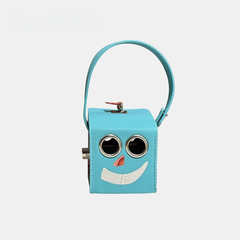 Mini Square-shaped Robot Leather Bag Charm