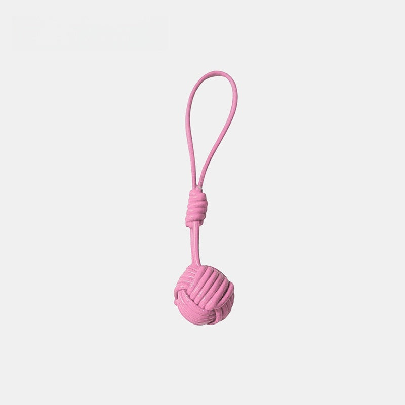 Candy-colored Knitted Ball Leather Bag Charm