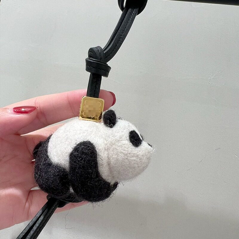Panda Wool Felt Fluffy Bag Charm